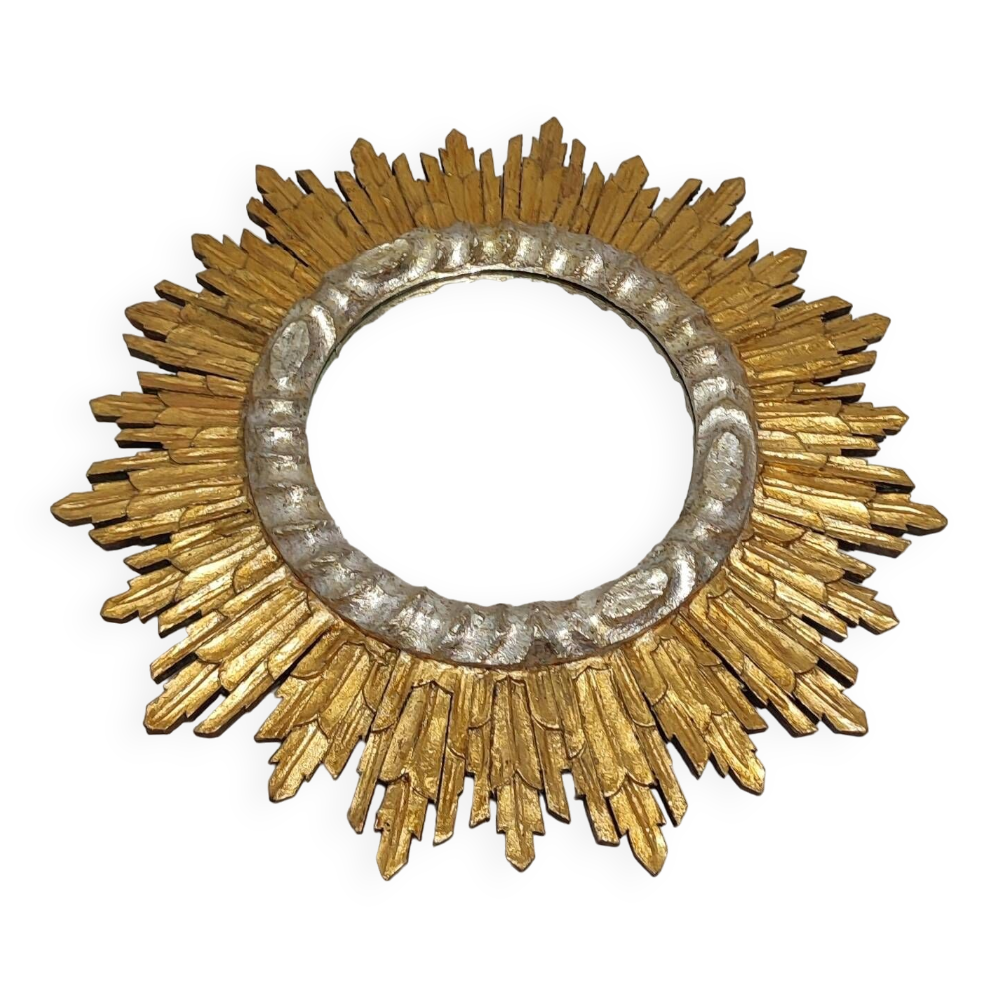 Miroir soleil en bois. Espagne, années 1960.