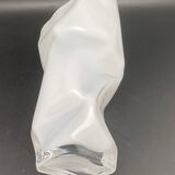 White tinted glass vase with crumpled effect