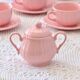 Old Salins-les-Bains coffee service in pink earthenware
