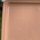 Large antique salmon pink log cake dish