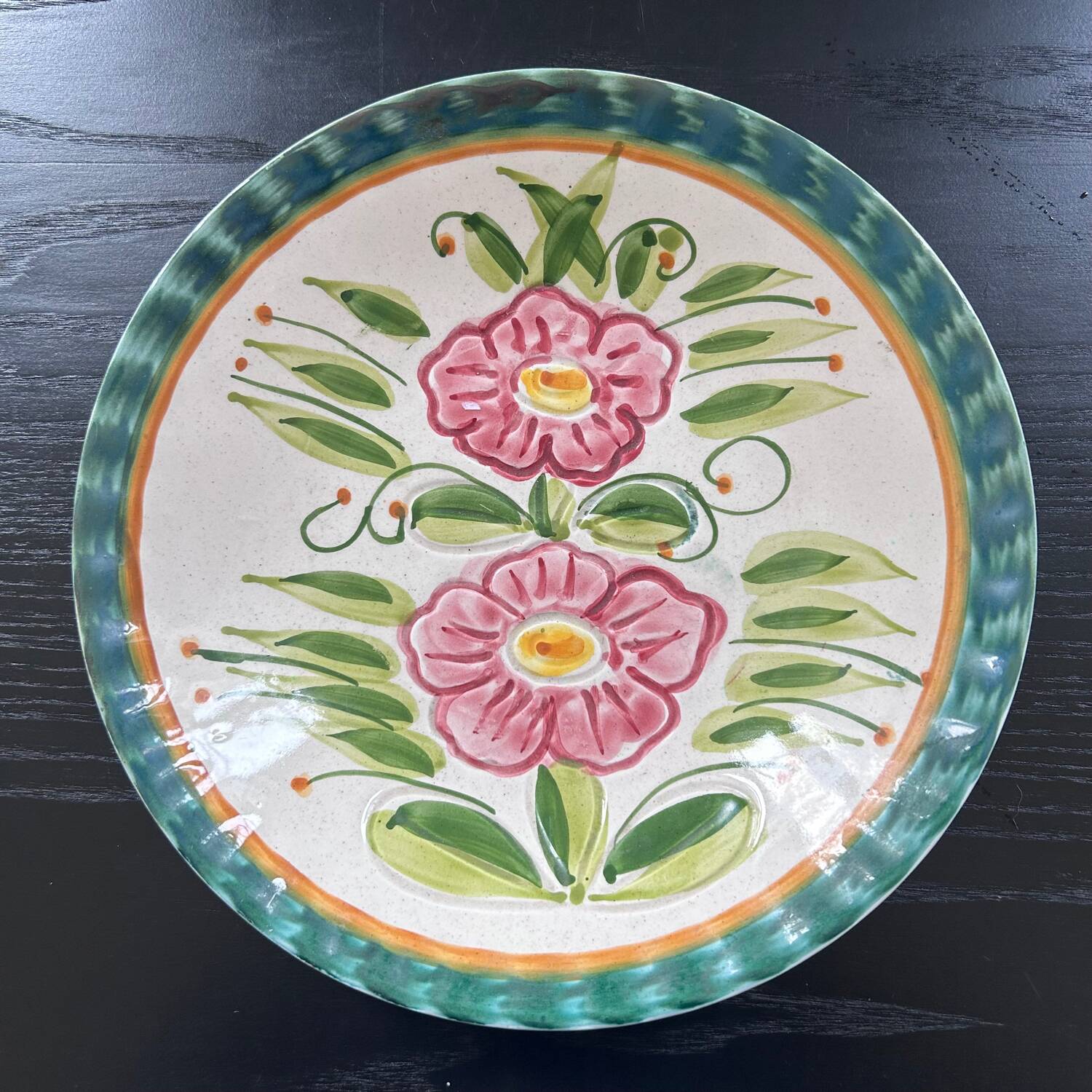 Italian dish with floral decoration