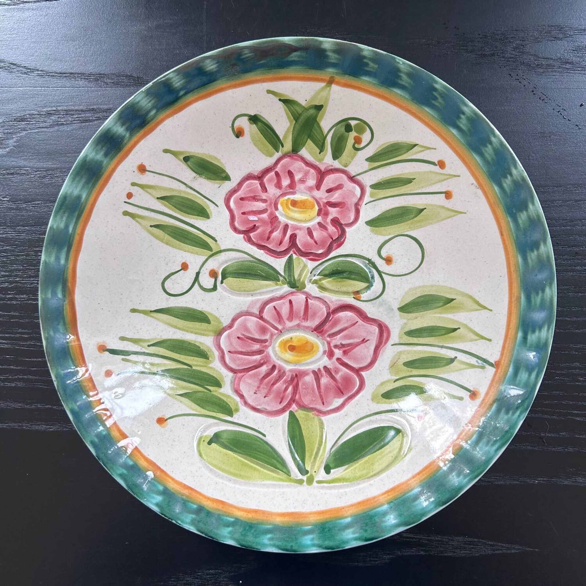 Italian dish with floral decoration