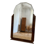 Large art deco beveled mirror in walnut