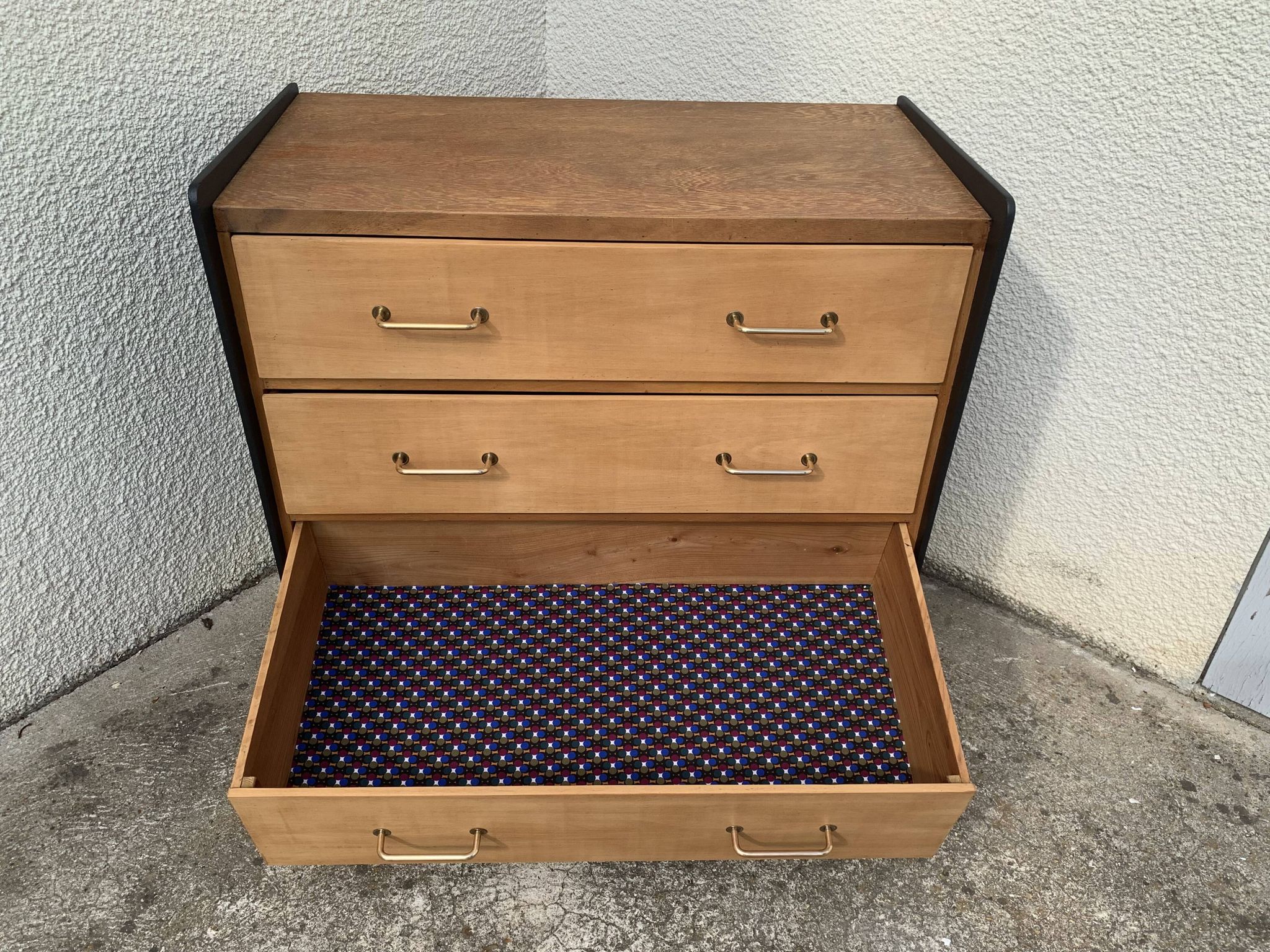 1960 compass foot chest of drawers
