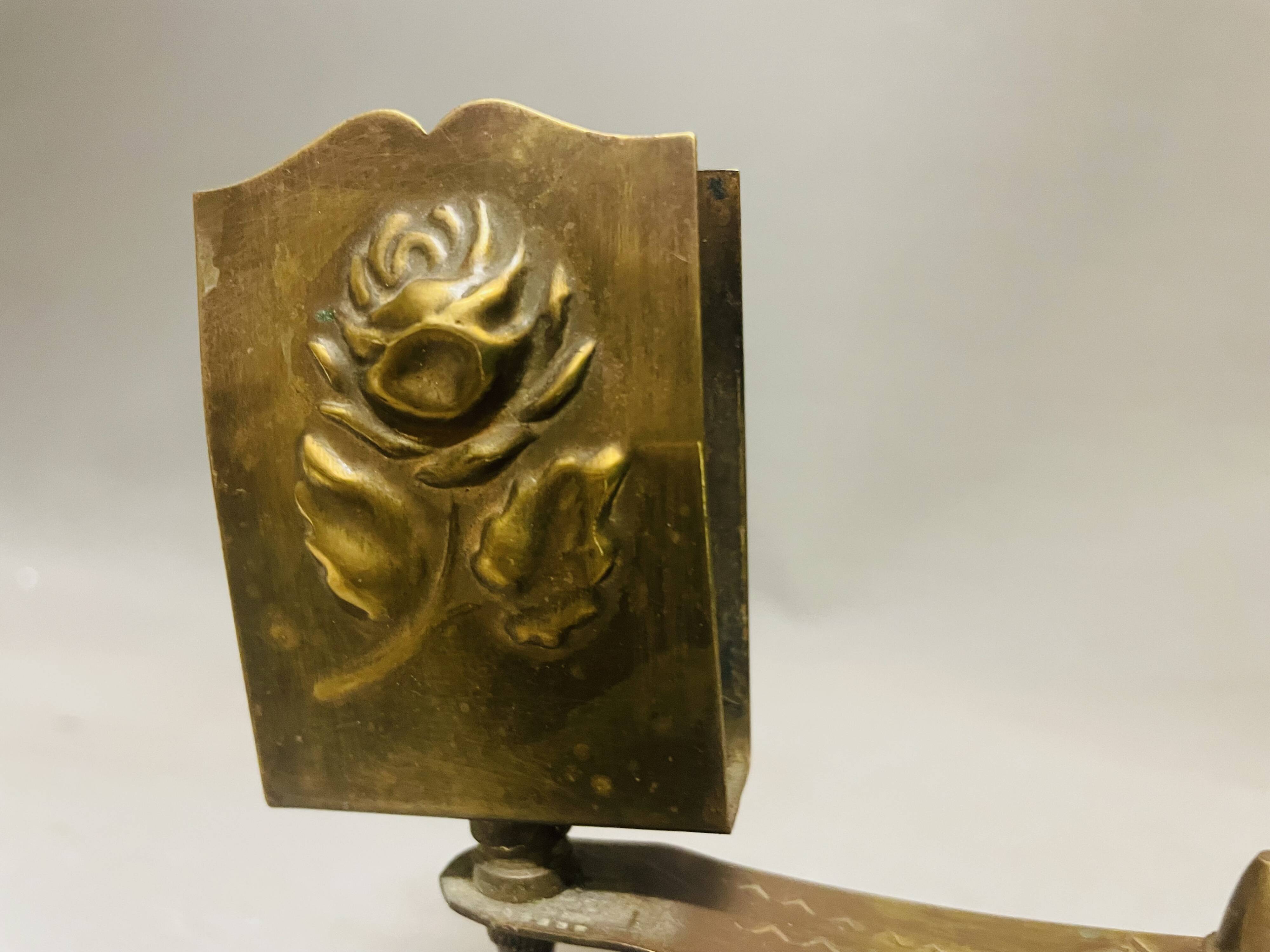 Church brass candle holder with matchbox