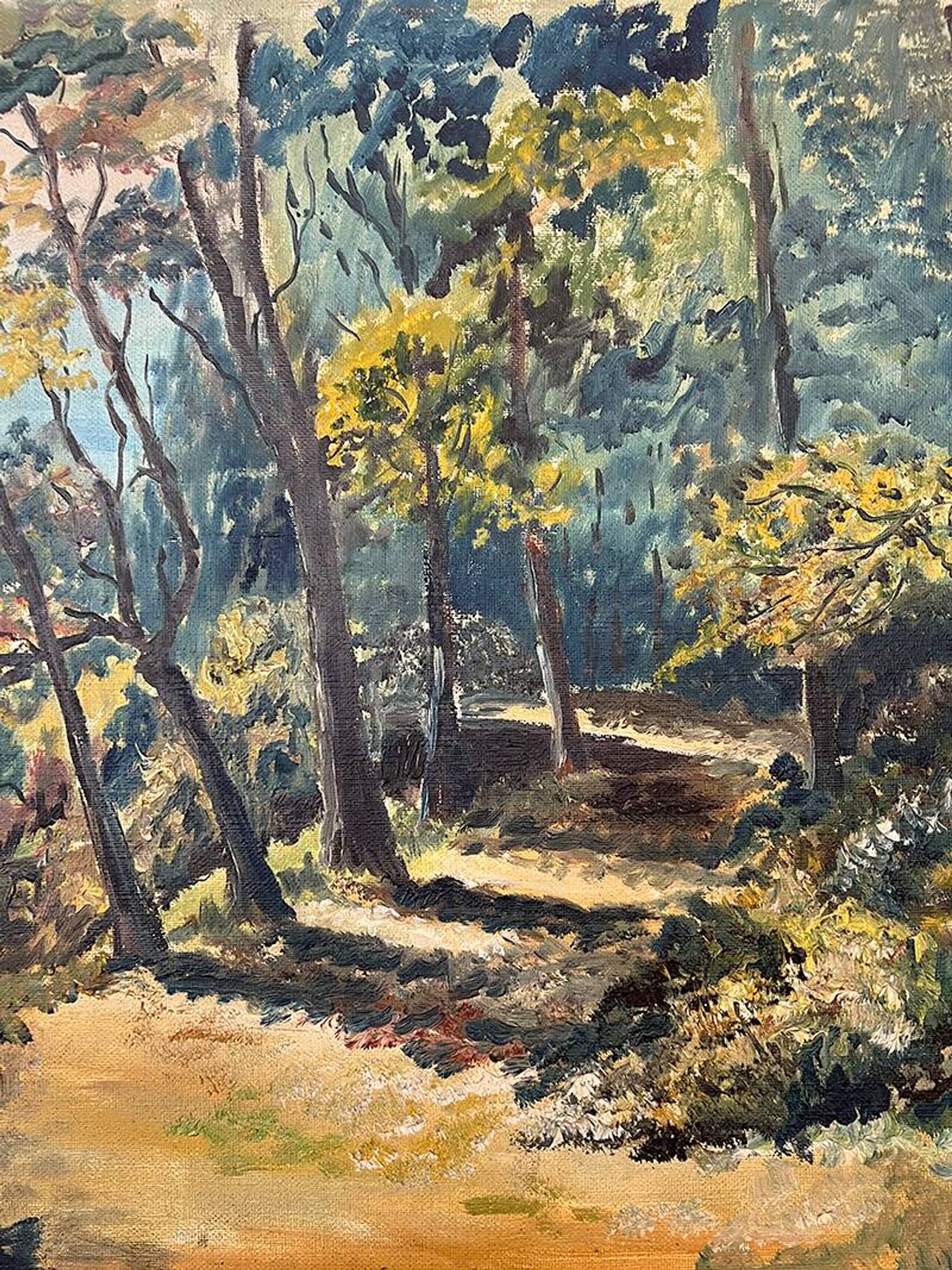 Tableau, huile sur toile « Chemin dans la forêt »