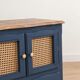Small renovated vintage buffet in blue from Vosges, Libéron and caning – 2 doors, 2 drawers