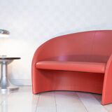 Canapé Massimo and Lella Vignelli, cuir corail 80's