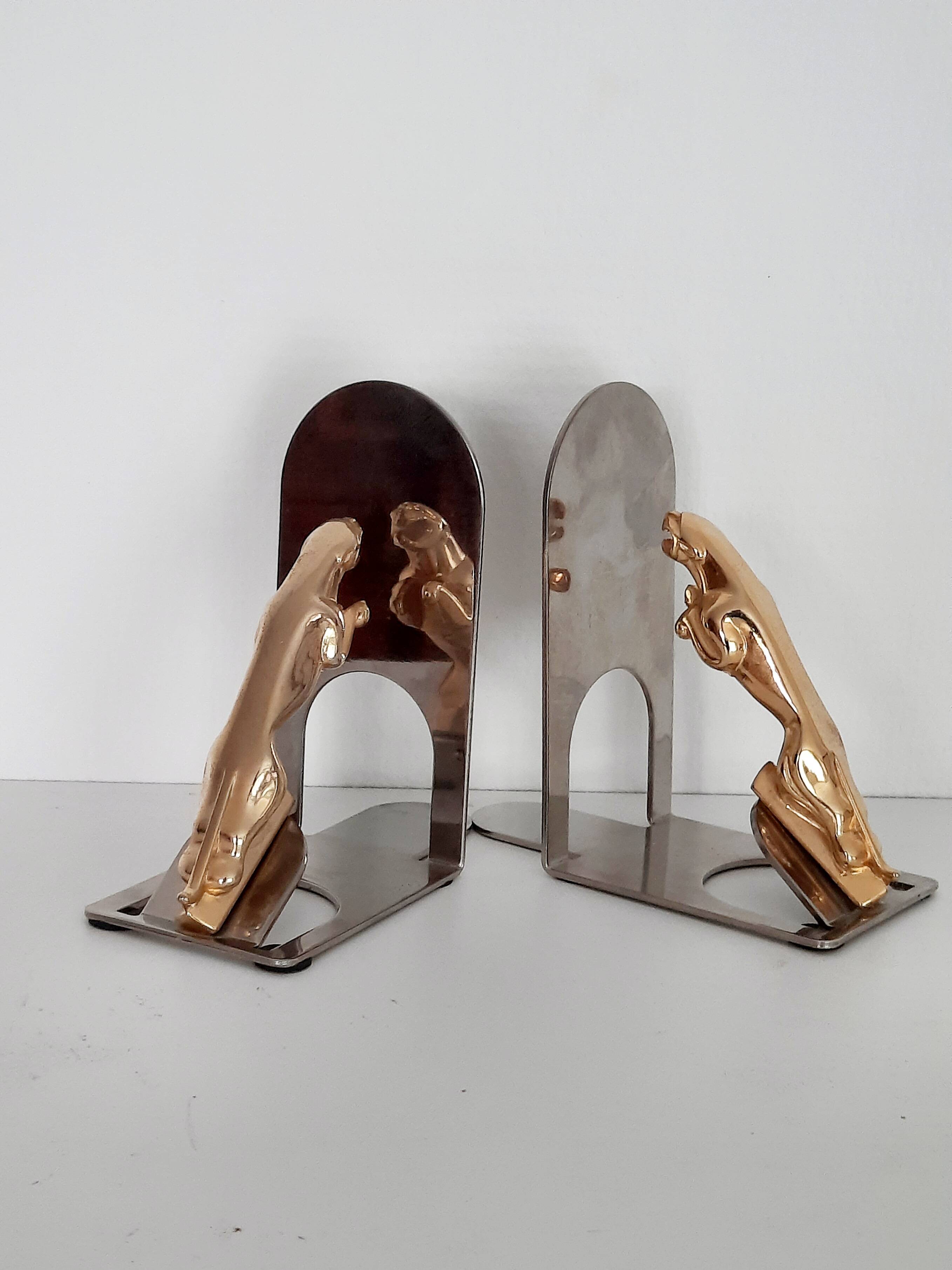 Pair of Jaguar brand mascot bookends from the 70s and 80s