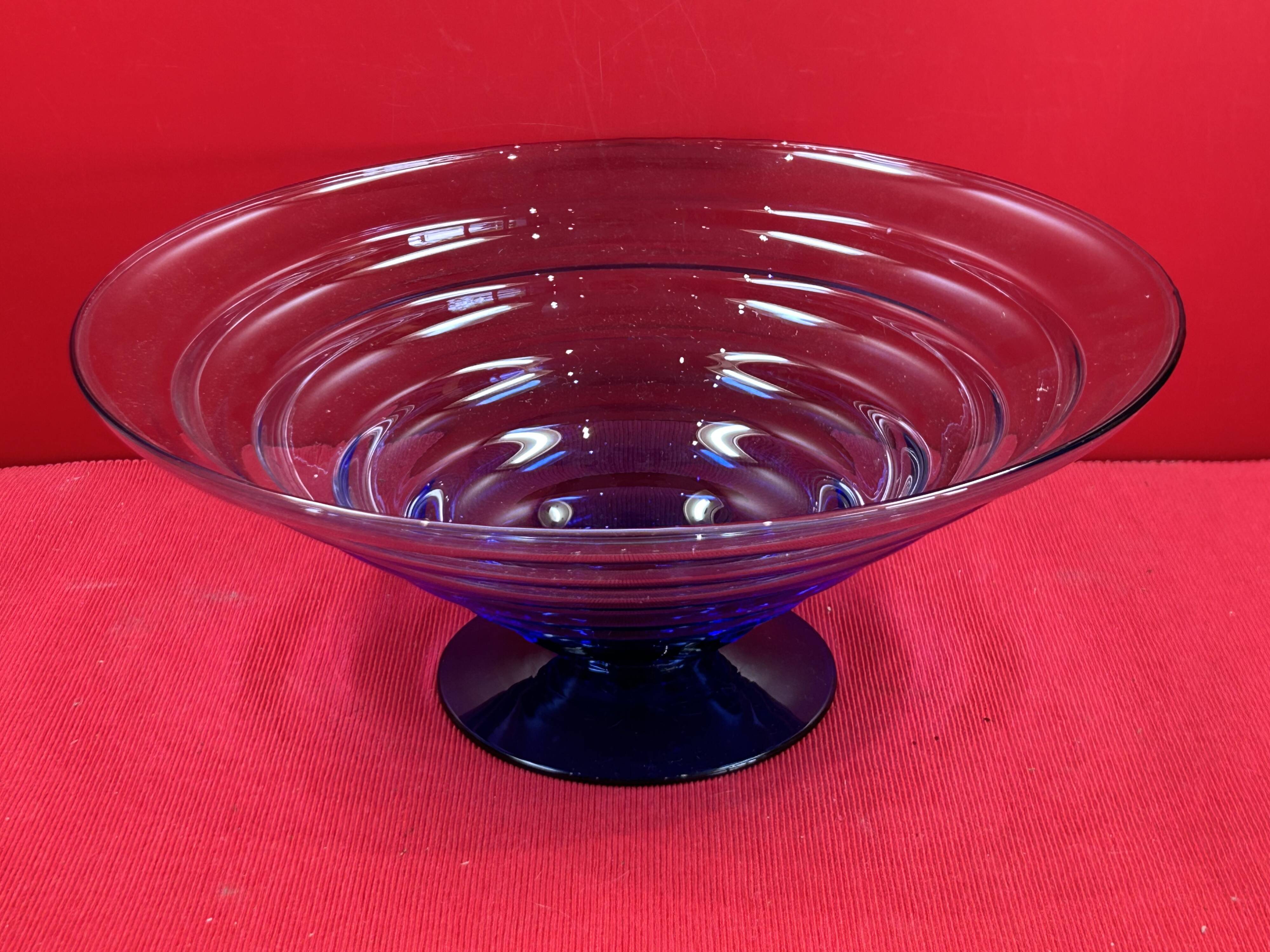 Large cobalt blue glass bowl