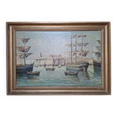 19th-century marine painting on canvas signed J Alberti