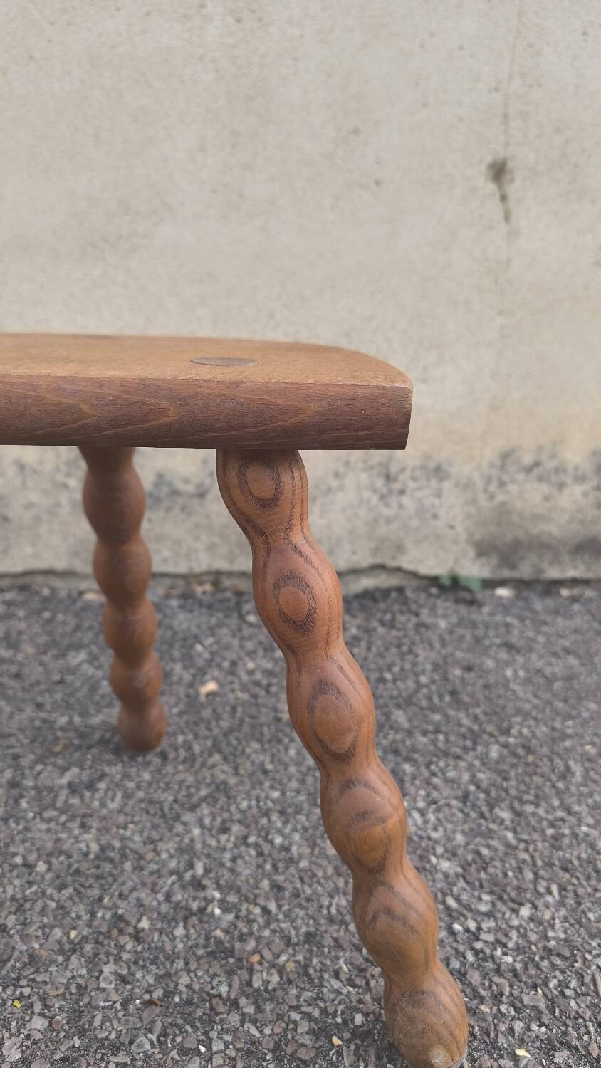 Turned wooden tripod stool