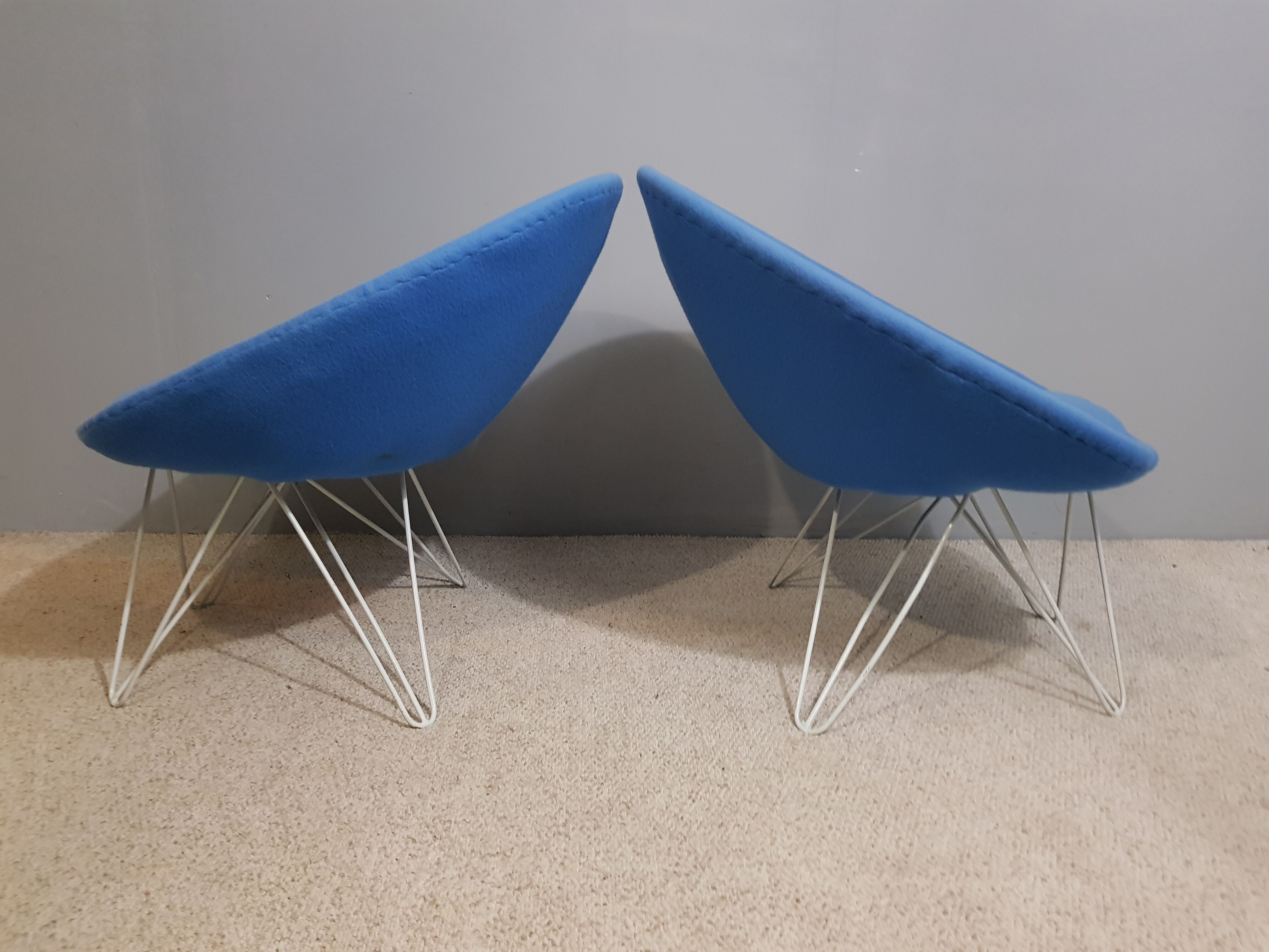 Pair of Italian blue low chairs 1950