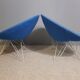 Pair of Italian blue low chairs 1950