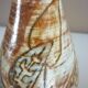 Glazed ceramic drop vase, signed Michel Argans, leaf decoration