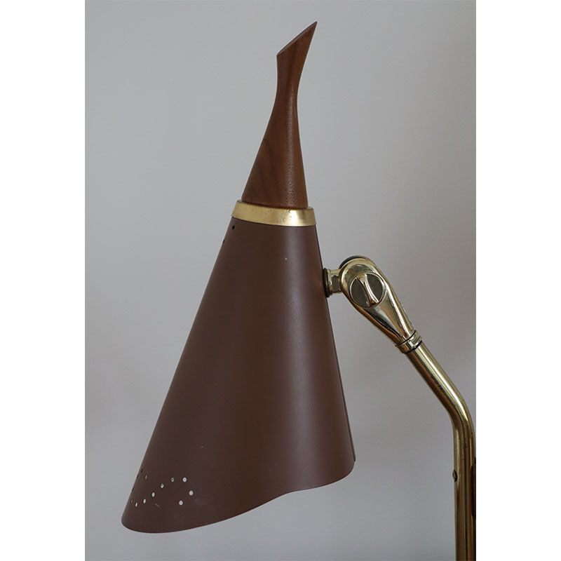 Vintage desk lamp double casserole in metal and brass, 1960