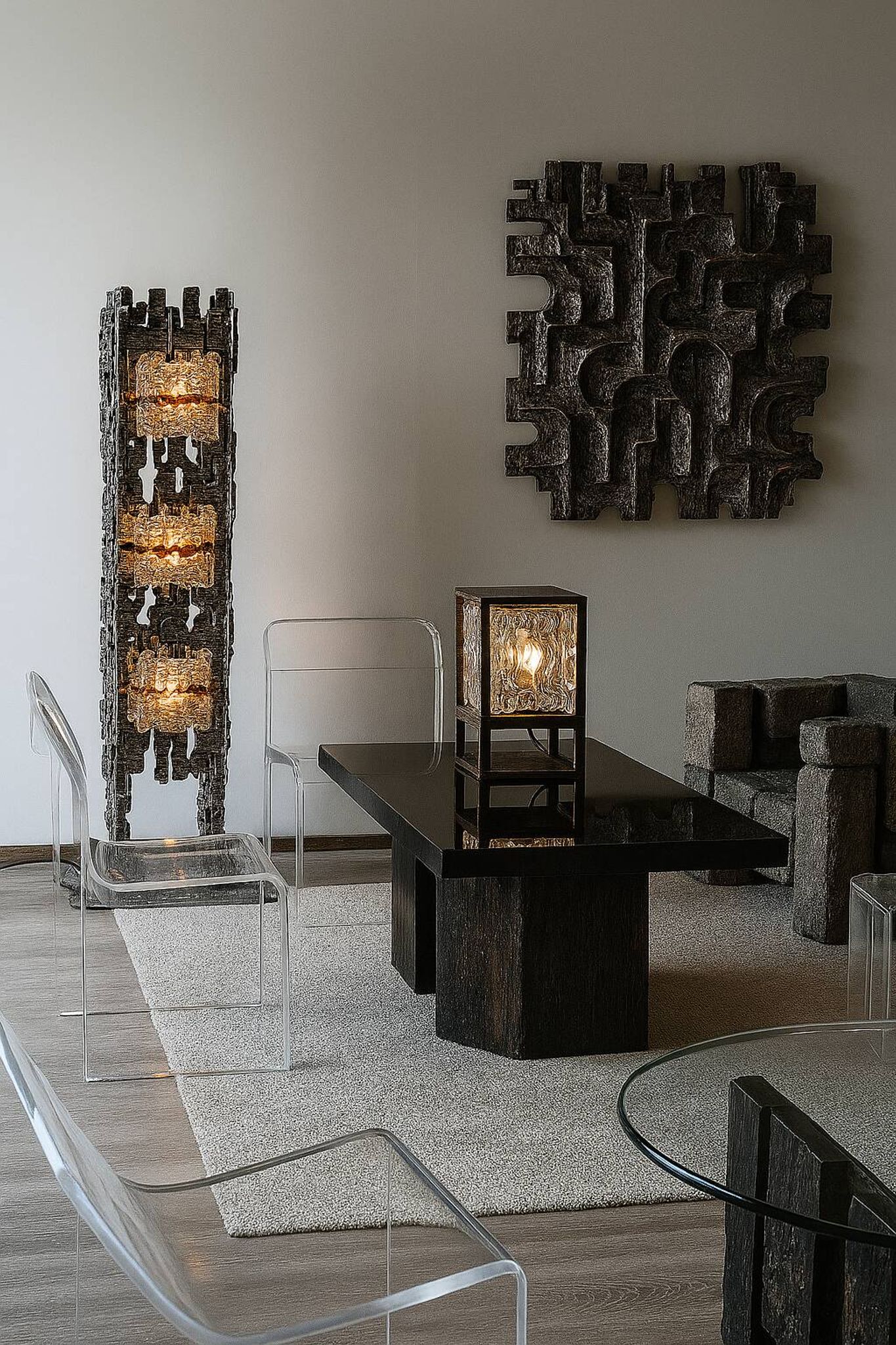 Brutalist floor lamp by Albano Poli for Poliarte, 1970s