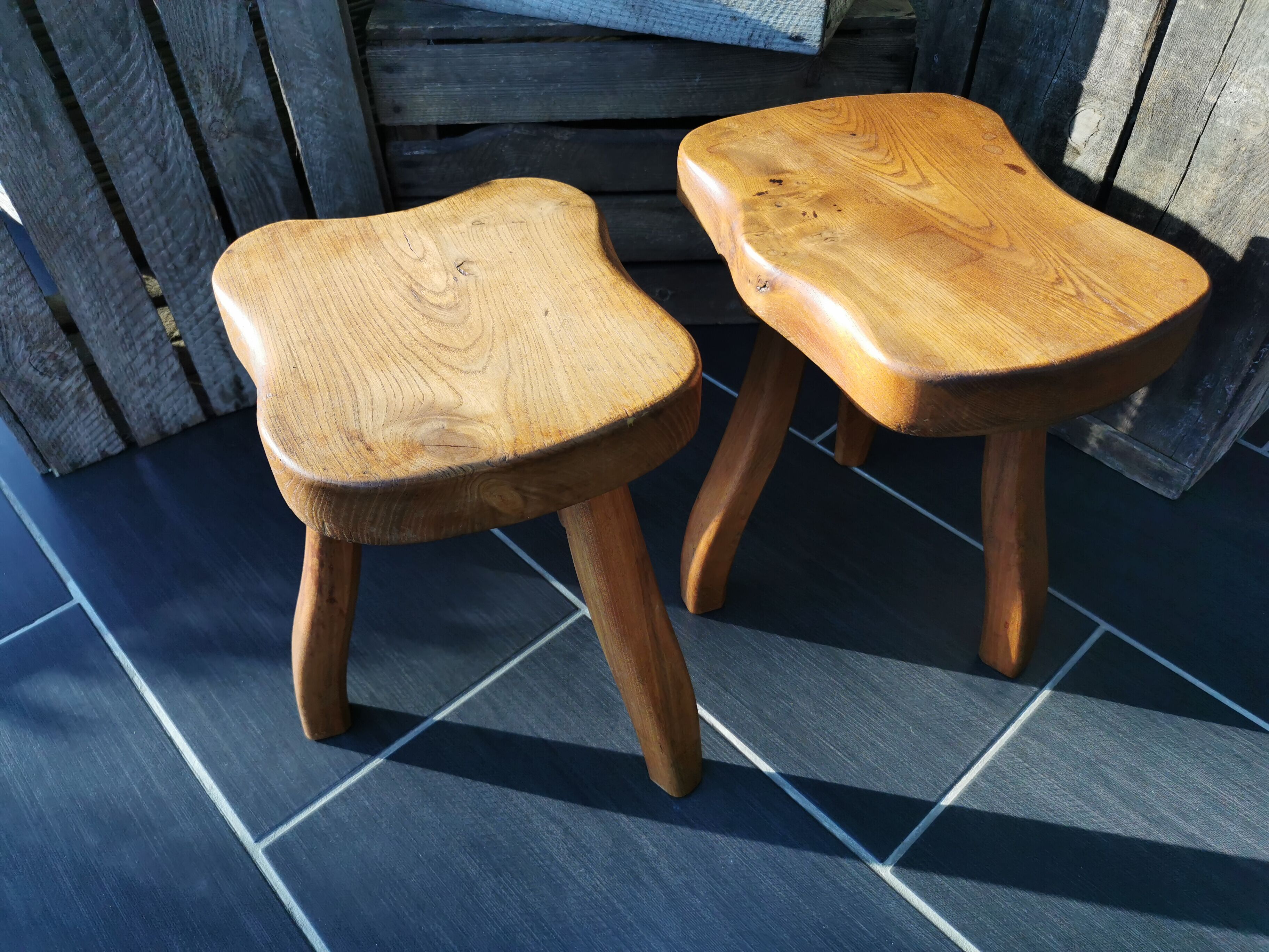 Pair of tripod stools