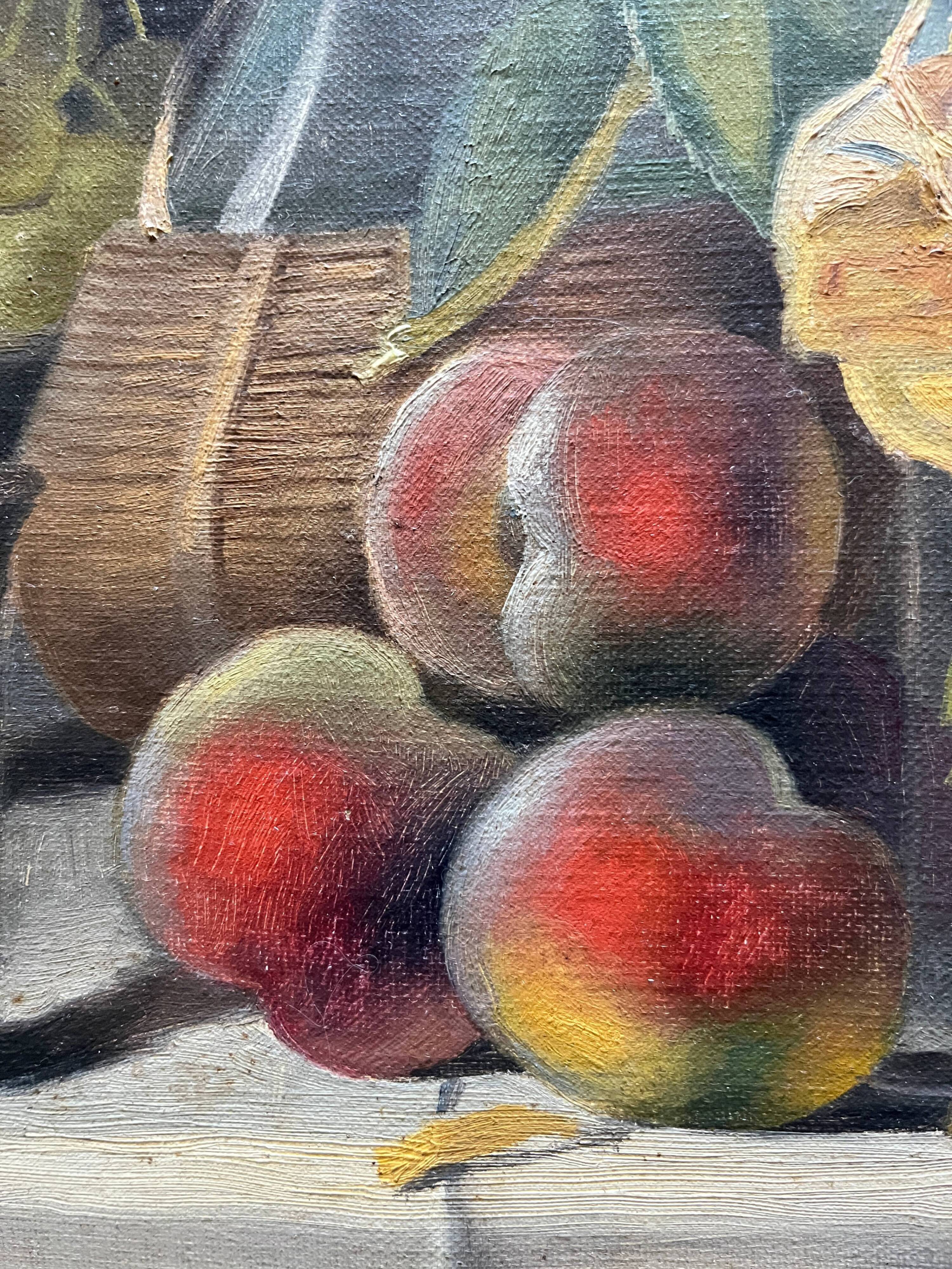 HST painting "Still life with peaches and roses" Paul Edouard Deligny (1864-