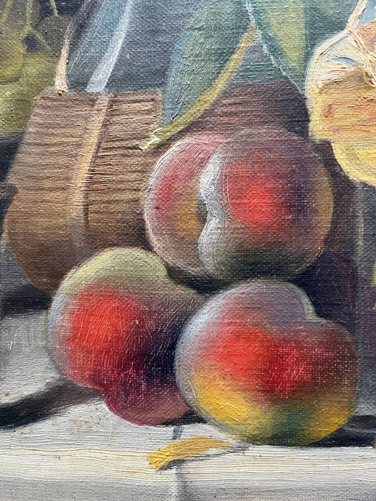 Table HST "Still Life with Peaches and Roses" Paul Edouard Deligny (1864-