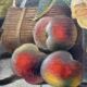 Table HST "Still Life with Peaches and Roses" Paul Edouard Deligny (1864-