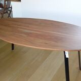 Oval solid wood and metal table