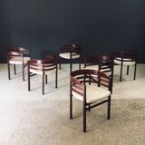 Mid-Century Modern Curved Dining Chairs, Italy, 1970s, Set of 6