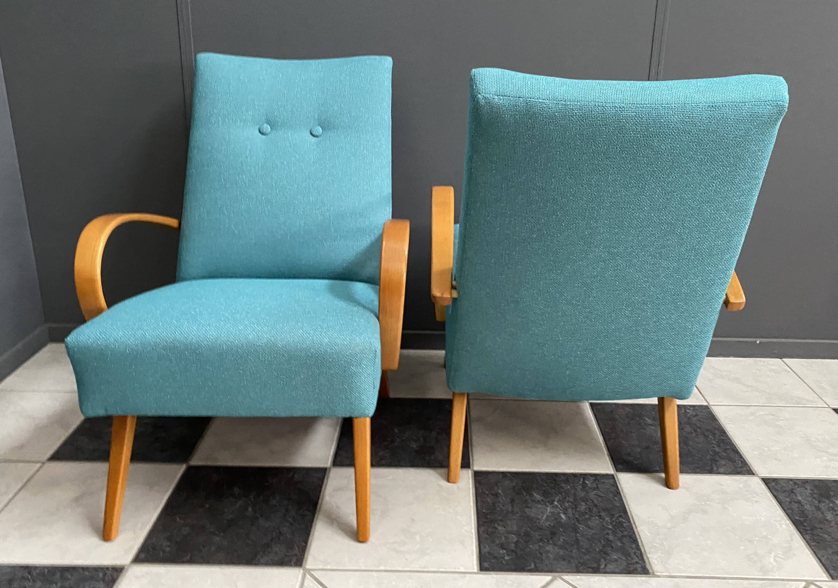 Pair Smidek chairs 1960s reupholstered