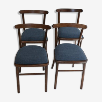 Ensemble de 4 chaises bleu marine, années 70