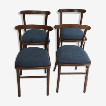 Set of 4 chairs blue marine, 70s