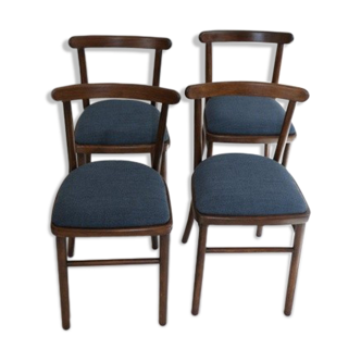 Ensemble de 4 chaises bleu marine, années 70