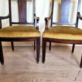 Pair of Louis XVI style mahogany office armchairs