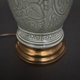 Lampe Napoléon III en céladon vert sur une base en laiton