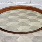 Vintage oval bevelled mirror mahogany frame