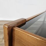 Teak coffee table with smoked glass top