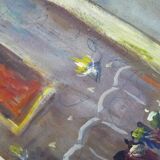 Oil on wood by Riccardo Capone Interior Church 50s 60s