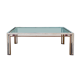 Table basse en acier et laiton, avec décorations en plexiglas coloré Italie années 70