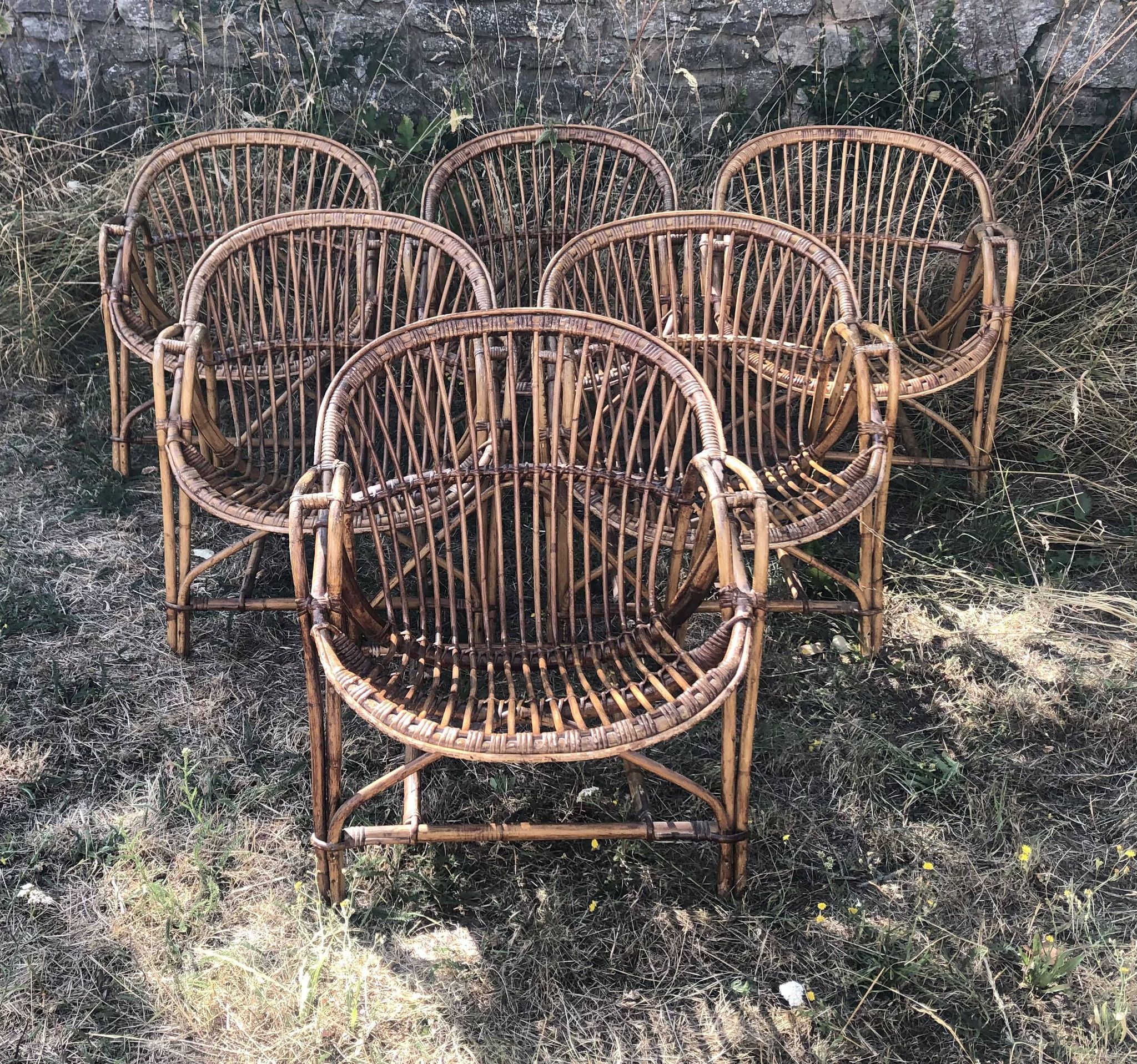 Vintage 1960s bamboo rattan chairs