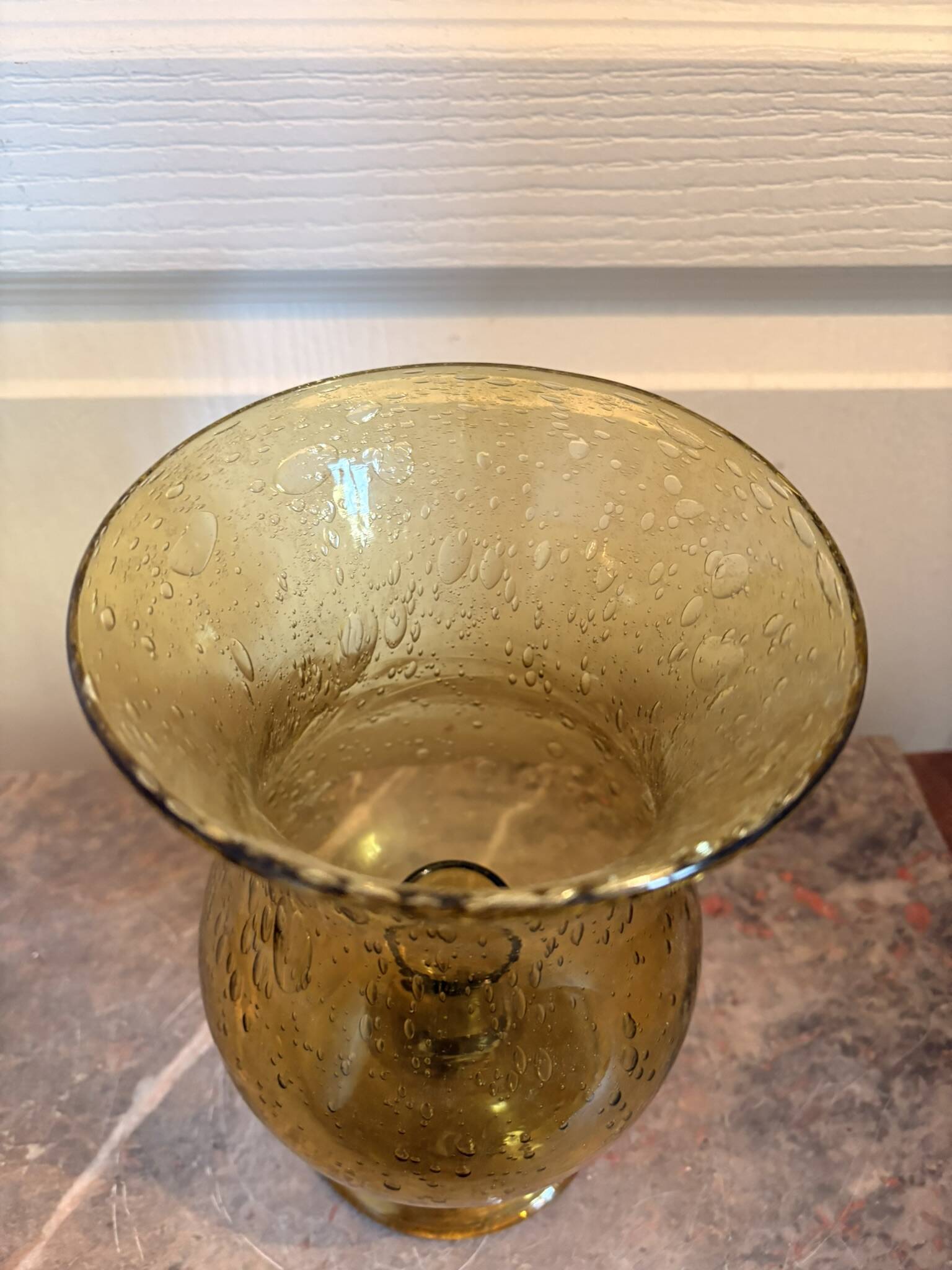 Old Vase Candle Holder Chandelier Blown Glass Bubbled Green BIOT