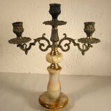 Three-light onyx chandelier