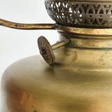 Vintage brass lamp with white opaline glass shade.