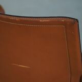 Ensemble de 4 fauteuils en cuir marron/rouge, Tito Agnoli, moderne italien, années 1970