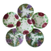 Lot de 6 assiettes à dessert en barbotine XIXeme
