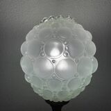 Large wood table lamp with frosted glass