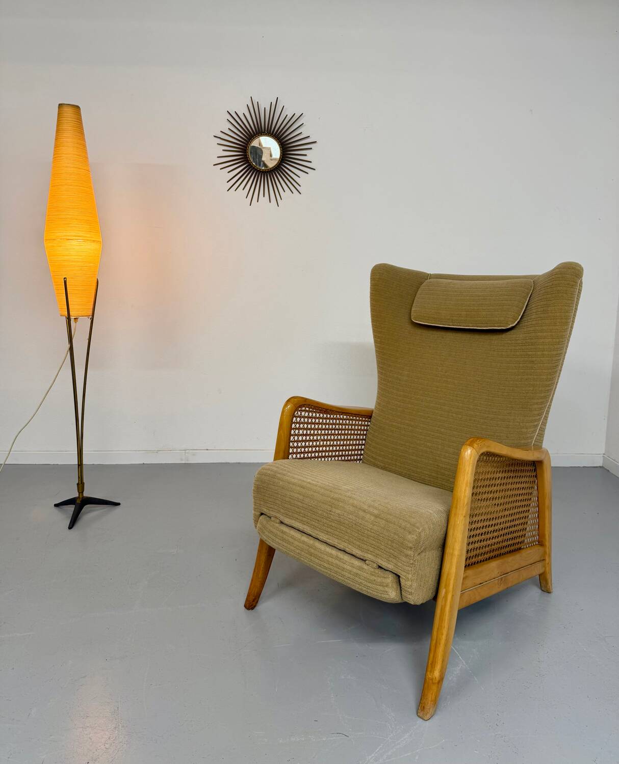 Vintage wingback recliner in Scandinavian design from the 1960s.