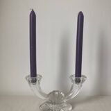 Candle holder with two arms of light in crystal Val Saint Lambert