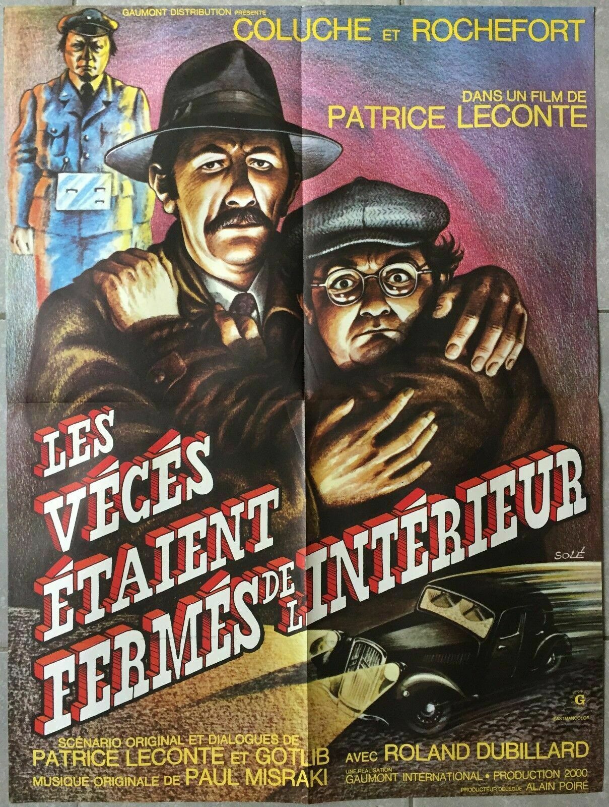 Original cinema poster "Les Vécés were closed from the inside" Coluche 60x80cm 1976