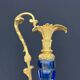 Cut blue crystal jug and gilded bronze, attributed to Baccarat.