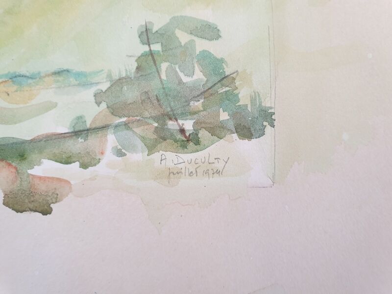 André Duculty (1912-1990) Watercolor on paper "Heudebouville (Normandy)" Signed lower right