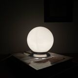 Ceiling light or wall light with white opal glass globe, 15 cm, aluminium rose.